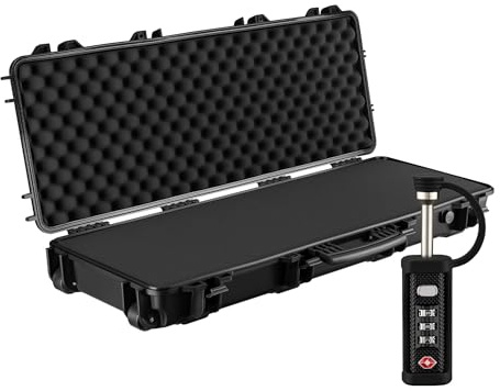 Wiltec Vapenkoffert 109,8 x 41,5 x 15,5 cm med lås för långvapen, gevärväska med skumvaddering, vapenväska med hög bärkraft