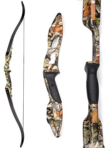 SHARROW 30-50lbs Bogenschießen Jagd Takedown Recurve Bogen 56 Zoll Jagdbogen Erwachsene Bogen Aluminiumlegierung Riser Rechte Hand (Camo, 50lbs)