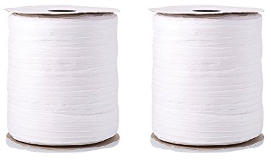 nbeads 182m Papierschnur, weißes 6 mm breit Papier Band Papier Kordeln Papierbast für Kunsthandwerk Verpackung Feierlichkeiten Geschenke DIY Dekorationen Flechten, 2 Rollen, 81m/Rolle