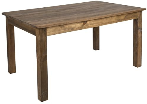 Flash Furniture HERCULES 60 x 38 Rectangular Antique Rustic Solid Pine Farm Dining Table