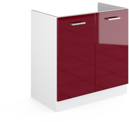 Vicco Mobile lavello cucina R-Line, Rosso lucido, 80 cm senza piano di lavoro, per la libera combinazione all'interno di sistemi cucina modulari