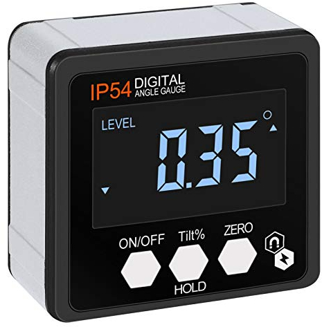 AUTOUTLET Digitaler Neigungsmesser Winkelmesser LCD Winkelsucher Bevel Box Winkelmessgerät mit Magnetfuß, Wasserdichte, für Holzarbeiten Automobilwartung Industrie, schwarz & weiß