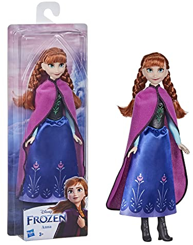 Disney Die Eiskönigin Schimmerglanz Anna Modepuppe, Rock, Schuhe und Lange rote Haare, Spielzeug für Kinder ab 3 Jahren