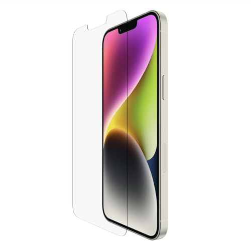 Belkin Protector de Pantalla UltraGlass para iPhone 14 Plus, 13 Pro Max Cristal Templado, Tratado con un Agente Antimicrobiano, Aplicación sin Burbujas con Bandeja, Grado 9H Resistencia
