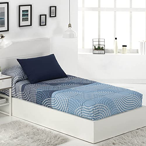 Lanovenanube Edredón Ajustable Lia Azul Cama 105 Invierno 250 g/m²