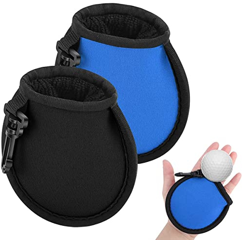 FIBOUND Lot de 2 Sacs de Nettoyage Portables pour balles de Golf avec Boucle de Suspension, Golf Ball Cleaner Pouch Cleaner Golf Ball Portable Outils de Nettoyage Mini Sac de Nettoyage Balle Portable
