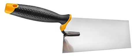 HARDY 2k Llana de Albañilería Angular Acero Inoxidable * 28 * Serie Mortero Extendido Albañilería Enlucido Mango de Madera Maciza Cómodo Ligero 16x11 cm