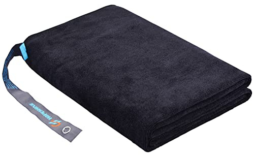 HOPESHINE Large Gym Towels for Men Women Black Workout Sweat Super Absorbent Microfiber Sports Travel Towel Fast Drying Compact for Camping, Hiking, Backpacking, Yoga, 20inch X 40inch