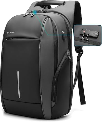 BANGE Minimalist Business Laptop Backpack with Anti-Theft Buckle,Flight approved carry on backpack for men and women (Grey-upgrade)