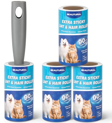 BEAUTURAL Rullo Levapelucchi, per Rimuovere Pelucchi, Capelli, Polvere, Peli di Cane/Gatto e Lanugine da Abiti, Tappeti e Mobili