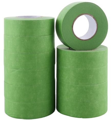 ASelected Lot de 12 rouleaux de ruban de masquage vert de qualité supérieure (25 mm x 30 m) pour peintres, décorateurs, bricolage, peinture, bureau, maison, travaux manuels et plus encore