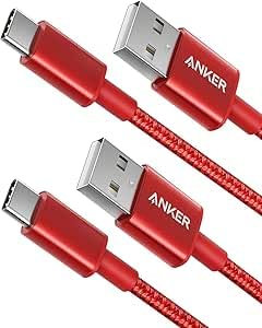 Anker USB C Charger Cable, 2-Pack 1 ft USB to USB C Cable, USB A to USB C Braided Phone Charger Cable for iPhone 17/16/15, iPad Pro, Samsung Galaxy, MacBook Pro,and More(Red