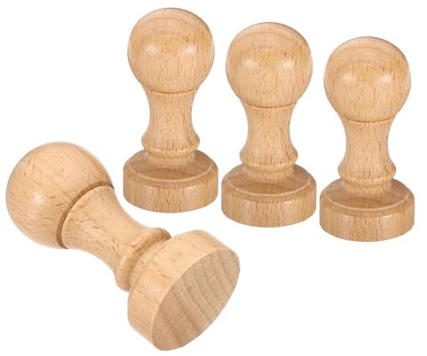 PATIKIL 30mm Stempel Holz Rundgriff, 4er Pack Holzknöpfe Stempelhalter für Stempelherstellung DIY Basteln Scrapbooking, Braun