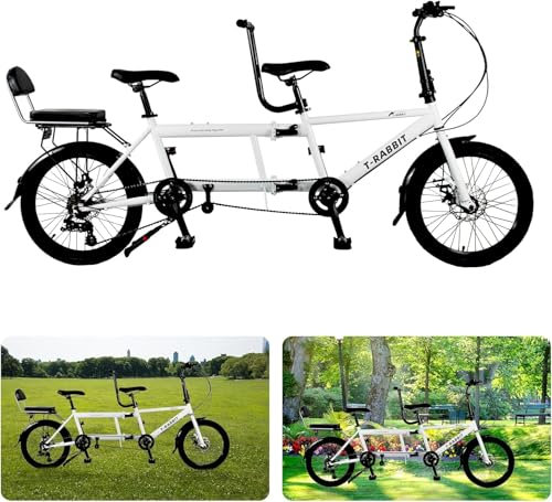 Bicicletta classica tandem da spiaggia per adulti, con ruote da 20 pollici, bicicletta pieghevole City Tandem a tre posti, regolabile a 7 velocità, carico massimo 200 kg