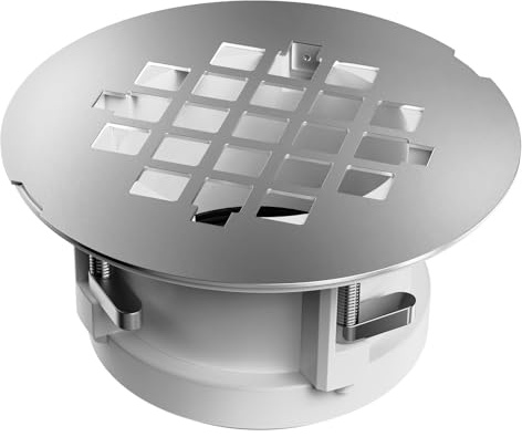 Shower Drain Replacement Kit for Fiberglass & Plastic Shower Pans, Installs from Top Only, Fits 2 Schedule 40 PVC/ABS, Cast Iron & Steel Pipes, 4 to 4.5 Drain Flange Openings, (Brushed Nickel)