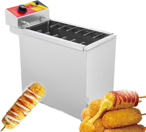 Automatisk Corn Dog Fritös, Stor kapacitet kommersiell ost Hot Dog Sticks Fritös, Elektrisk Corn Dog Machine Snack Machine Maker för butik, Hem