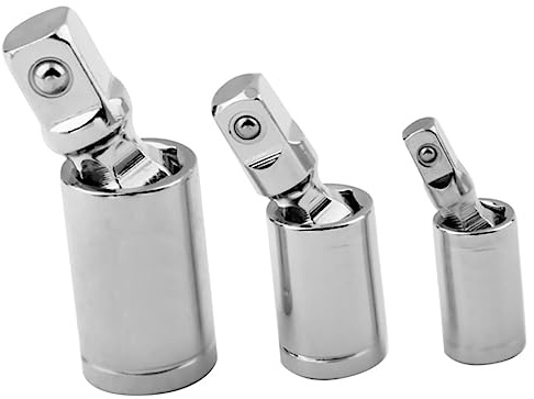 Mipcase 3 Adaptateurs à Douille Articulés en Acier, Argentés, Haute Dureté, pour 1/2, 3/8 et 1/4, Réparation Mécanique