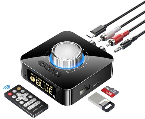 Bluetooth 5.4 Receiver for HiFi, Wireless Audio Adapter with AUX 3.5mm/RCA Bluetooth Audio Receiver for PC/Mac/Smartphone/Tablet/AV Receiver, AptX HD, Dual Pairing