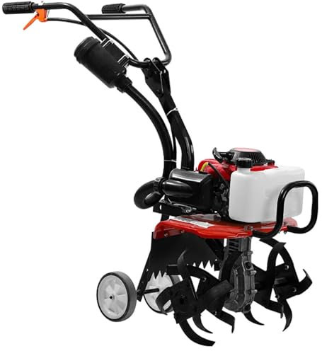 GBHJJ Motobineuse à Essence 4 Temps, Motoculteur, Moteur Rotovator LéGer, 55 Cm³, 4 Lames, pour Un RéGime de 10 500 TR/Min pour Labourage, PoignéEs Robustes et Fiables, pour Le Labourage