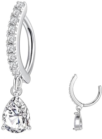 ZHITENG 14G klickerring navelring för dam, diamant navelring allergivänlig omvänd böjd belly-knapp ring navel smycken, sexiga bikini kroppssmycken dam