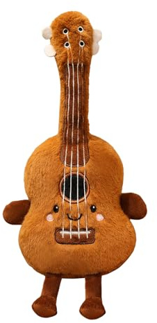 Qkbuza Guitare en Peluche Souple - Peluche Guitare Instrument de Musique Doudou,Décoration Bureau Mignonne, Réaliste pour Ados et Adultes