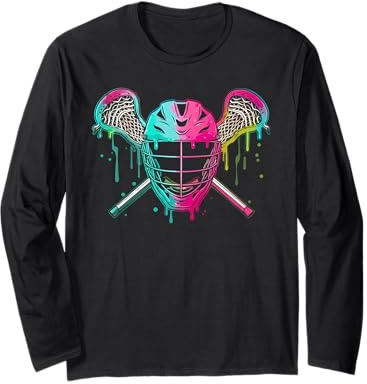 Lacrosse Ice Cream Drip Lax Boys Helmet Stick Youth Players Long Sleeve T-Shirt
