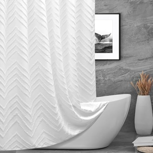 Hoisy Duschgardin 90x180 Vit Textil Smal Duschgardin Blickdicht Tvättbar Duschgardiner för Badkar