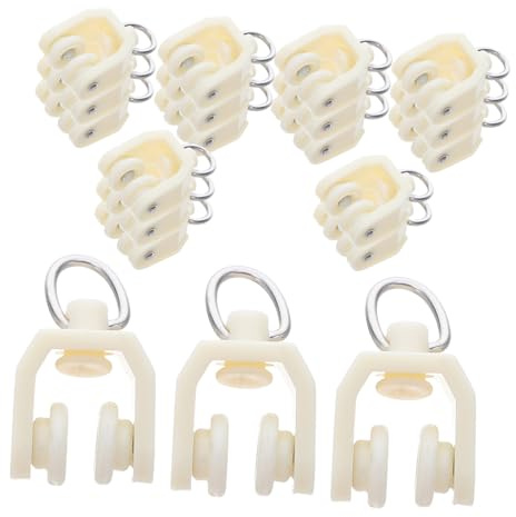 TOYANDONA 20 Piezas Rodillos para Rieles de Cortina Silenciosos Ganchos y Poleas de Plástico para Cortinas de Techo y Visillos Accesorios Duraderos para Hogar