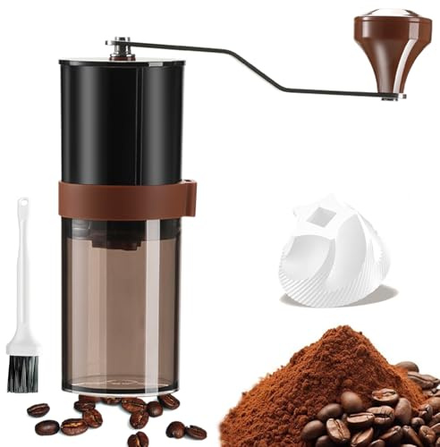Manual Coffee Grinder with Internal Adjustments, 30g Capacity Hand-Crank Bean Mill, Portable Conical Burr Grinder for Espresso, Pour Over, French Press, Travel/Camping/Office