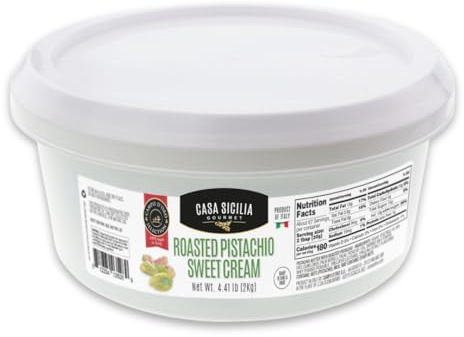 Casa Sicilia Gourmet Roasted Pistachio Sweet Cream Italian Pistachio Dessert Spread Bulk, Made in Italy Premium Nut Cream for Pastry Baking Gelato Toast, 4.41 lb (1-Pack)