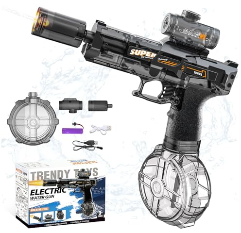 KutaKuta Pistola de Agua Eléctrica, Electric Water Gun 8-10M Largo Alcance con Capacidad 350ML Llenado 30 Segundos, 30 Minutos Duración Batería Adecuado para Piscinas Playa Aire Libre