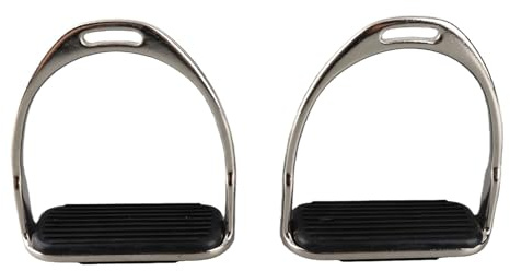 Stigbyglar av järn med svarta gummidynor Rejäla ridstigbyglar för vuxna ryttare Slitstarkt järnmaterial Silver 120 mm bred Par 2