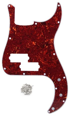FLEOR 13 Hole P Bass Pickguard Guitar Scratch Plate Pick Guard for 4 String USA/Mexican Standard P Bass Style, 4Ply Red Tortoise Shell