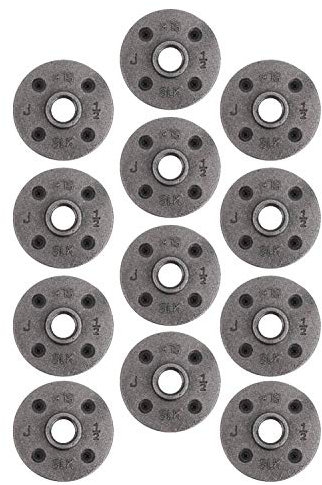 Gusseisen-Bodenflansch, 1,27 cm, für Standard-Gewinde, schwarze Rohre und Beschläge, Vintage-Möbel-Regale grau