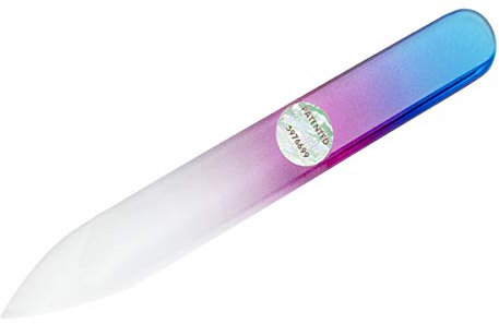 Lima de uñas Remos de cristal templado con superficie de lijado a ambos lados, color azul y morado