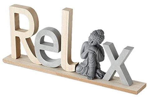 Unbekannt 1x Schriftzug Buddha Holz Länge 38 cm Farbmix, Tischdeko, Aufsteller, Wunschmodell:unten