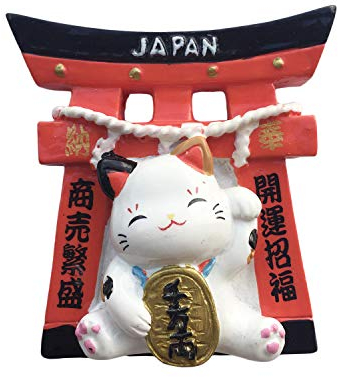Japón 3D Torii Lucky Cat Refrigerador Imán Recuerdos de Viaje de Resina, Decoración Hecha a Mano para el hogar y la Cocina Japón Imán de Nevera Colección Regalo