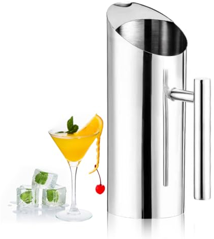 Pichet à eau en acier inoxydable, cruche à eau 1L/1.5L/2L avec garde-glace(1 L)