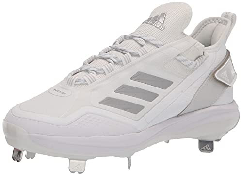 adidas Men's Icon 7 Boost Baseball Shoe, White/Silver Metallic/Silver Metallic, 15