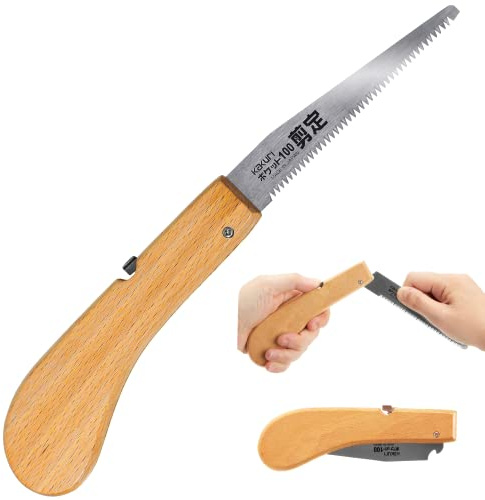 KAKURI Pruning Saw Folding 4 for Garden, Camp, Bushcraft, Japanese Pull Saw Razor Sharp Japanese Steel Blade, Mini Pocket Hand Saw for Tree Branch Cutting, Foldable Wood Handle, Made in JAPAN