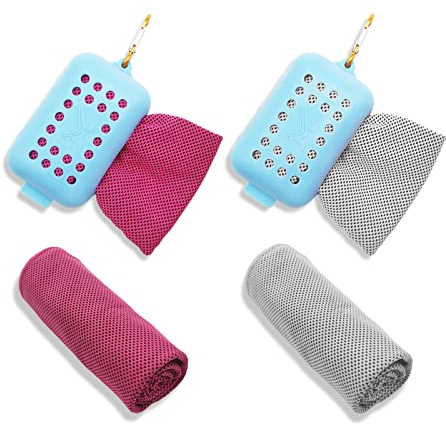 2 Pack -Kühltuch für Hals, Mikrofaselkühltuch, weiches atmungsaktives kaltes Handtuch für Sport/Fitness/Wanderung/Yoga/Golf/Reisen, kreative Produkte Cool Touch Ice Tuch in 30x100 cm/12 ”x40” (style1)