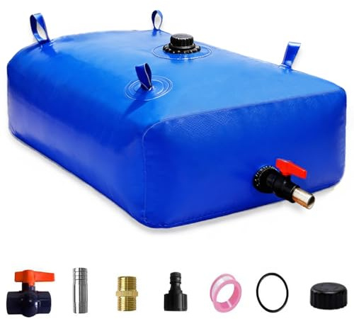 GHOSOONE 1000 L/264 Gal Water Bladder Tank, Foldable Portable Water Storage Container, Emergency Water Bag for RV, Truck Bed, Fire Prevention, Drought Resistance, Blue