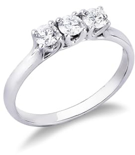 GV GIOIELLI DI VALENZA Anello Trilogy in Oro bianco 18k con Diamanti, 0,60 ct.