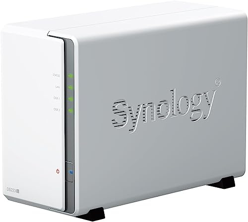 Synology DS223J 16 TB 2 fack NAS-lösning installerad med 2 x 8 TB Western Digital Red Plus-enheter