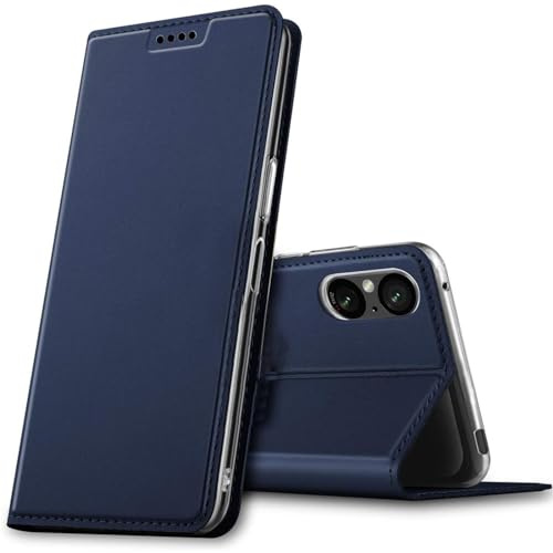 Verco Handyhülle für Sony Xperia 5 V (2023), Premium Handy Flip Cover für Sony Xperia 5 V Hülle [integr. Magnet] Book Case PU Leder Tasche, Blau