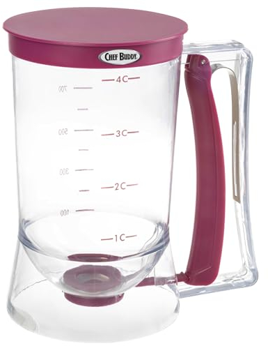 Pancake Batter Dispenser - 4-Cup Batter Dispenser with Squeeze Handle for Pancakes, Waffles, Muffins, and Crepes - Baking Tools (Purple)