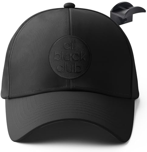 urban ace Baseball Cap Herren Damen 100% Baumwolle inkl. Wandhaken Snapback Verschluss verstellbar Outdoor Running Sport Freizeit Basecap Kappe Männer Frauen (Black All Black Club)