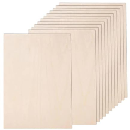 12 fogli di compensato, 300 x 200 x 1,6 mm, fogli di legno di tiglio non finiti, per fai da te, per modellismo, artigianato, pittura, incisione, stencil, decorazioni per la casa