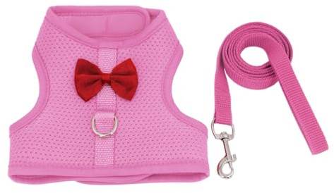 Harnais Laisse Lapin Réglable, Gilet Marche Lapin en Maille Respirante, Gilet Nœud Papillon Formel pour Lapin Chaton Cochon d'Inde Chinchillas