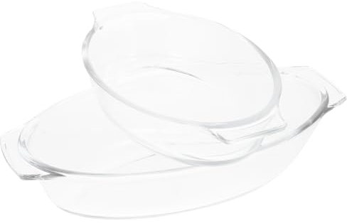IMIKEYA 2pcs Glass Baking Dish Pan Oven Microwave Safe Food Storage Tray Kitchenware Baking Plate